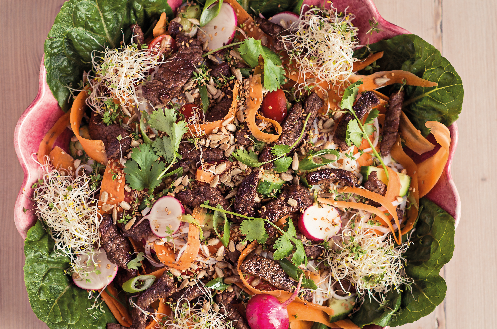 Asiatisk sallad med biff och nudlar